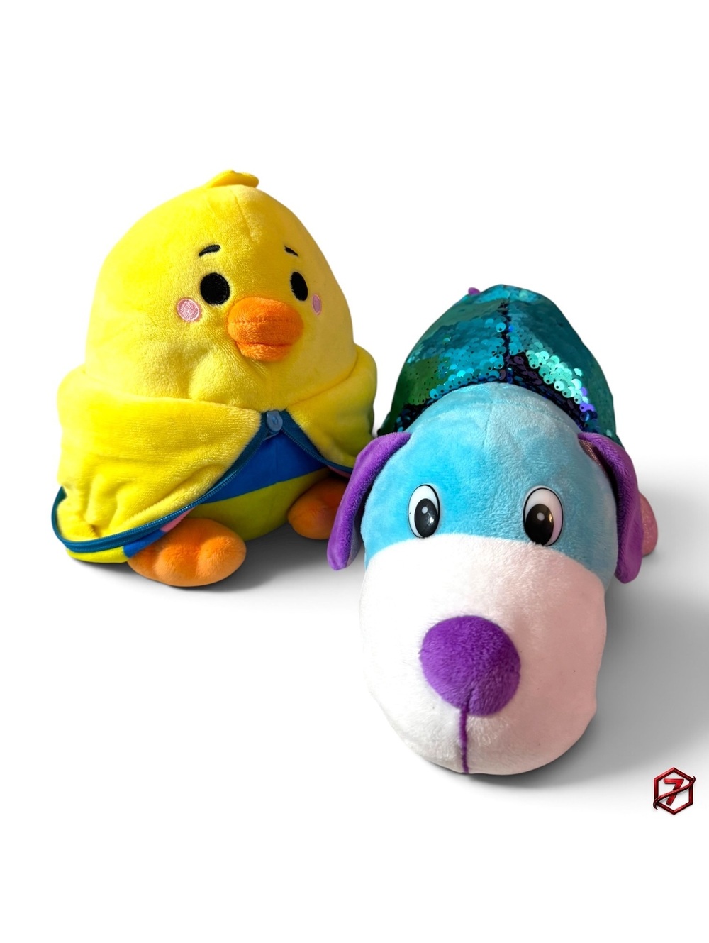 Flipazoo Pebbles Puppy Sequin Plush & Easter Egg Chick Zipper Plush Bundle